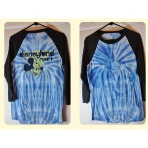 Disney Parks Men's Mickey Mouse Tie Dye Raglan Tee Small NWT MSRP $39